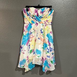 Yumi Kim Strapless Floral Silk Cocktail Dress S